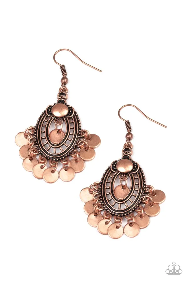 Paparazzi Earring ~ Chime Chic - Copper