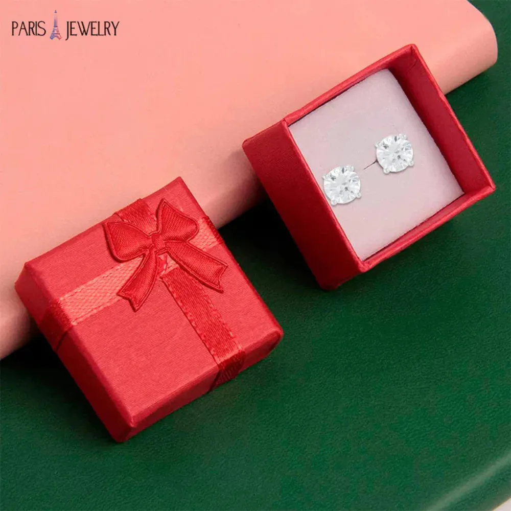 Paris Jewelry 14K White Solid Gold Created White Diamond 1/4Ct, 1/2Ct, 1Ct, 2Ct, 3CT Round and Princess Stud Earrings 2 Pairs for Men