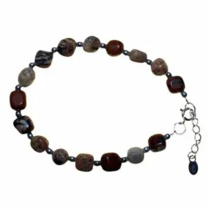 Petrified Wood &amp; Silver Bracelet
