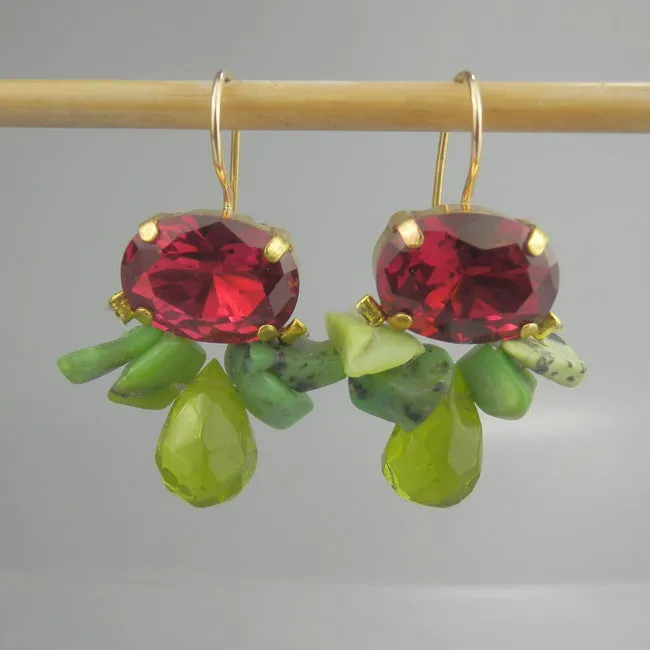 Pink Cubic Zirconia  Big Bee Earrings