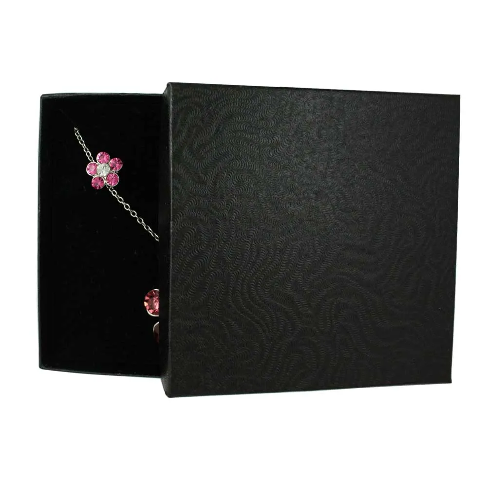Pink Flower Power Crystal Daisy Necklace and Earring Set - PT519PKBS