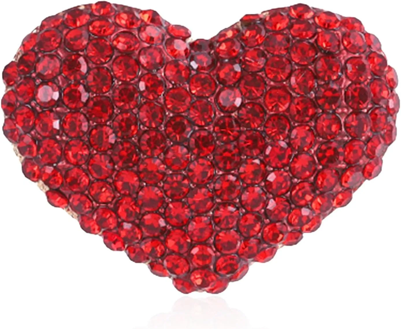 Red Crystal Rhinestone Love Heart Brooch Valentine's Day Silver Hollow Heart Lapel Brooch Pin Mother's Day Jewelry Gifts for Women