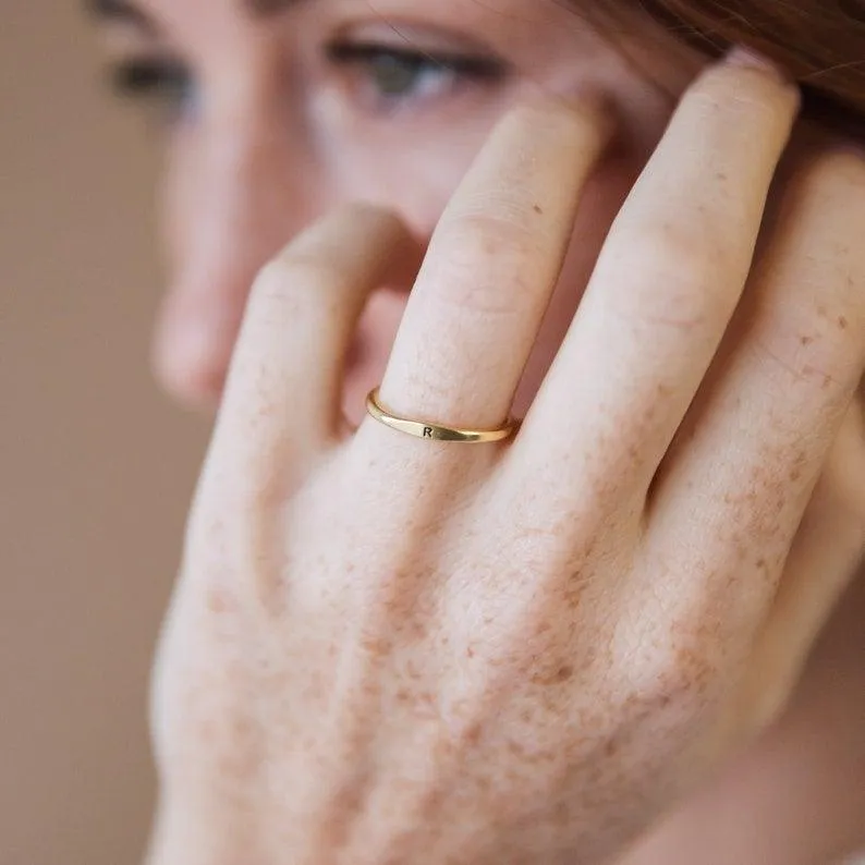 Ring with Initial - Initial Signet Ring, Personalized Initial Rings by Cushy Pups