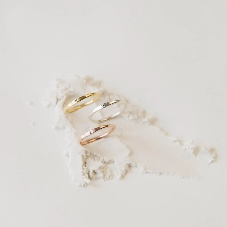 Ring with Initial - Initial Signet Ring, Personalized Initial Rings by Cushy Pups