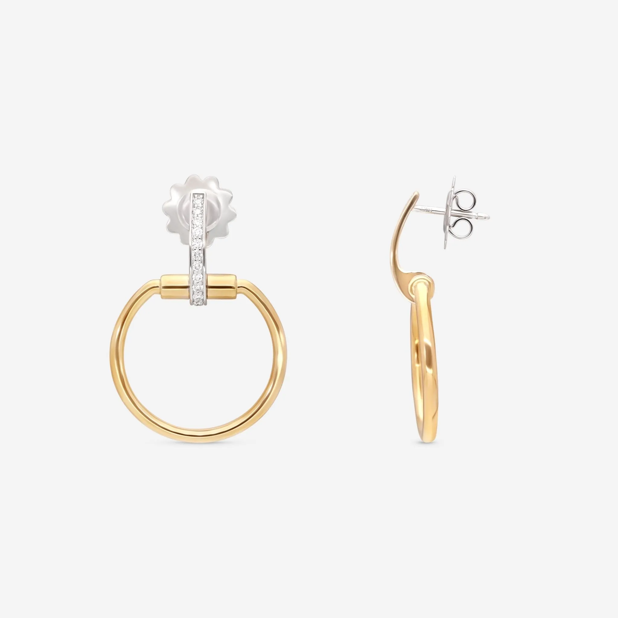 Roberto Coin Classic Parisienne 18K Yellow & White Gold Diamond Drop Earrings 8882383AJERX