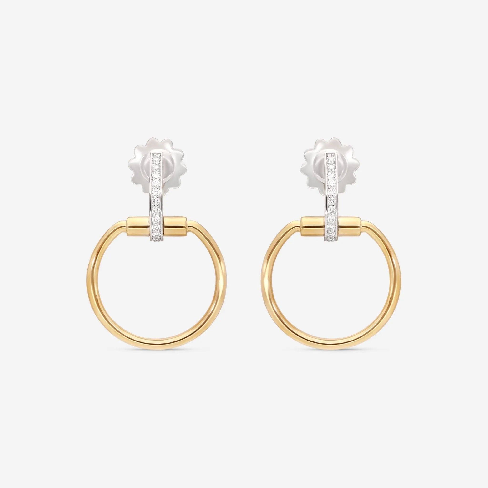 Roberto Coin Classic Parisienne 18K Yellow & White Gold Diamond Drop Earrings 8882383AJERX