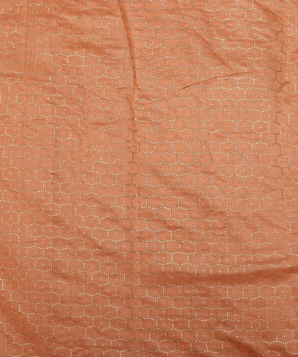 Rose Gold Colour  Circle Pattern Chanderi Silk Fabric