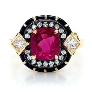 Ruby & Diamond Enamel Ring - "Rock Candy Glamour"