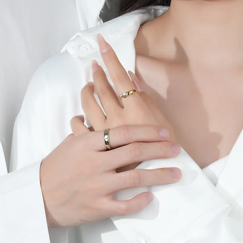 S925 Sterling Silver Bee Rings for Couples - Unique Color Separation Design
