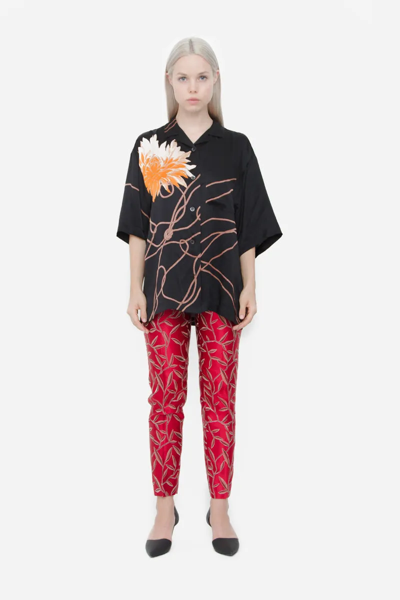 SATIN PRINT TROUSERS