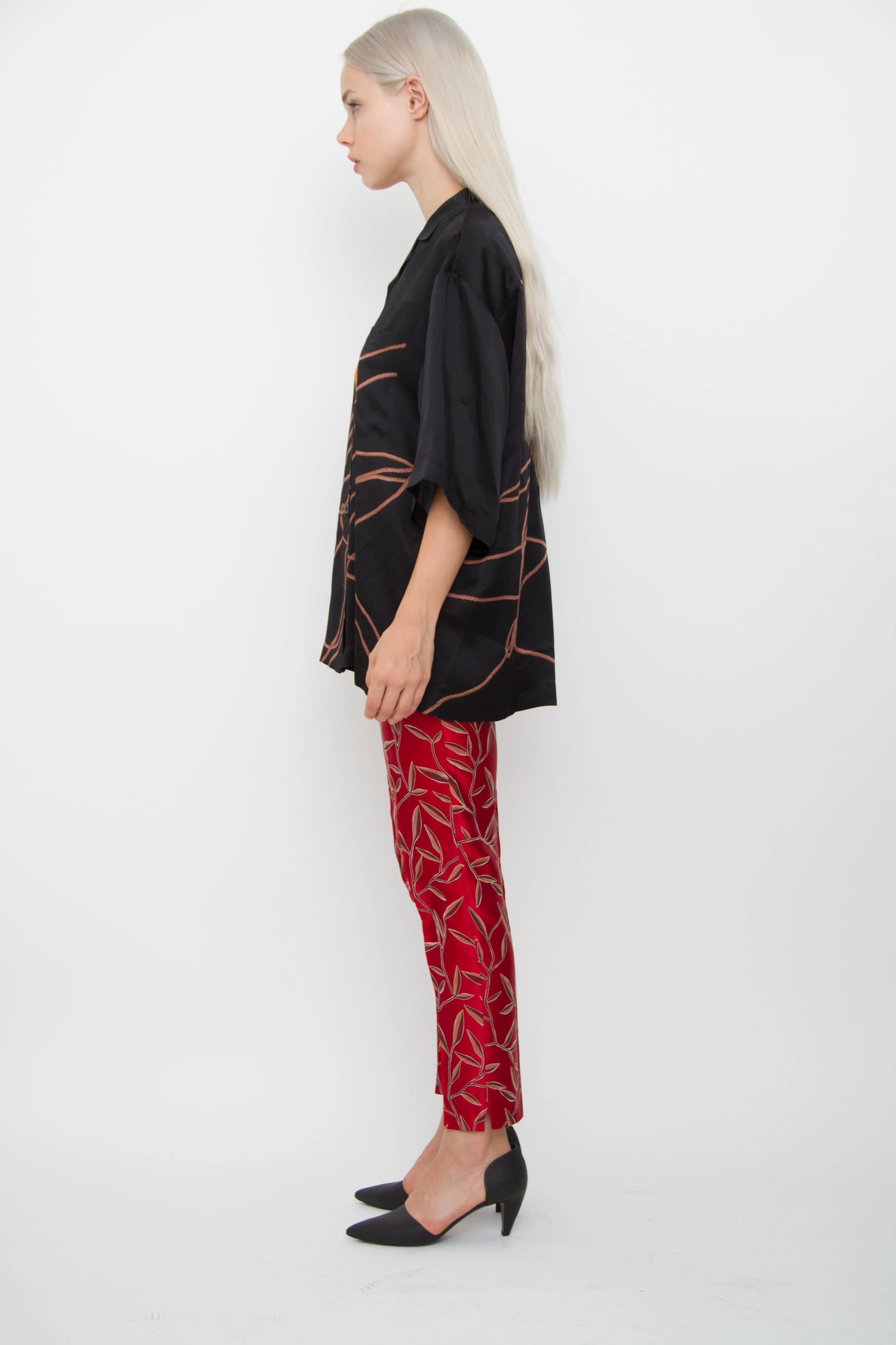 SATIN PRINT TROUSERS