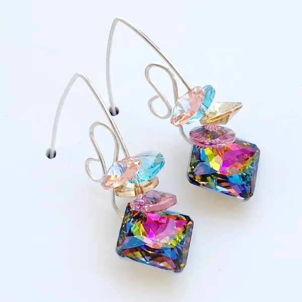 Short Scroll Design Princess Cluster Crystal Earrings - (style options)