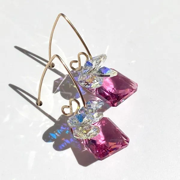 Short Scroll Design Princess Cluster Crystal Earrings - (style options)