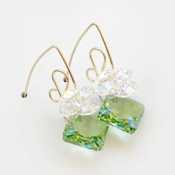 Short Scroll Design Princess Cluster Crystal Earrings - (style options)