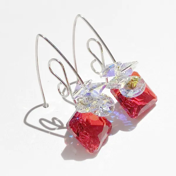 Short Scroll Design Princess Cluster Crystal Earrings - (style options)