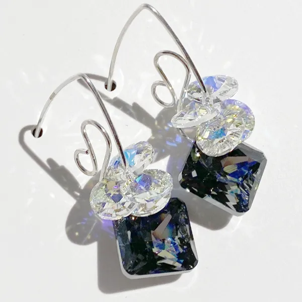 Short Scroll Design Princess Cluster Crystal Earrings - (style options)