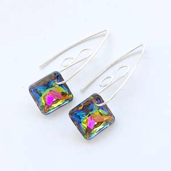 Short Scroll Design Princess Cluster Crystal Earrings - (style options)