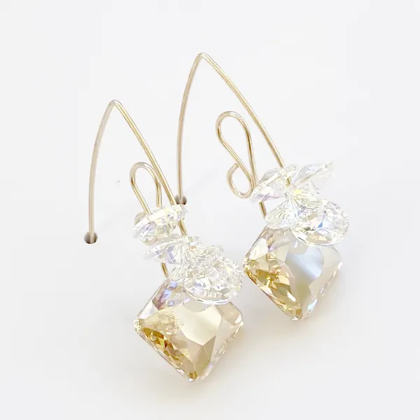 Short Scroll Design Princess Cluster Crystal Earrings - (style options)