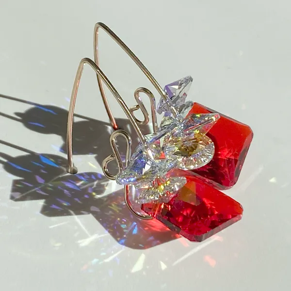 Short Scroll Design Princess Cluster Crystal Earrings - (style options)