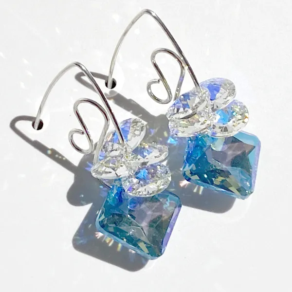 Short Scroll Design Princess Cluster Crystal Earrings - (style options)