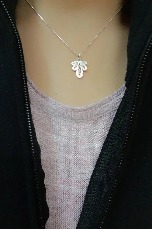 Silver Linings "Middle Finger" Silver Filigree Handmade Pendant and Chain