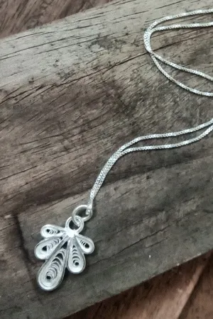 Silver Linings "Middle Finger" Silver Filigree Handmade Pendant and Chain