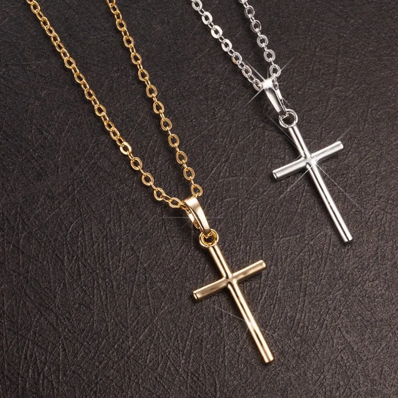 Simple Christian Cross Chain Necklace