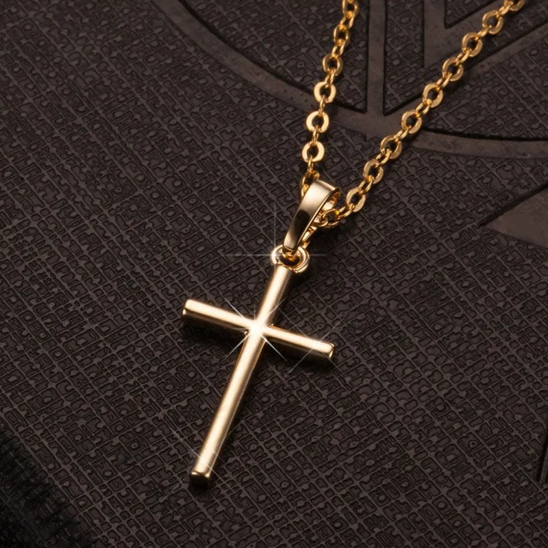 Simple Christian Cross Chain Necklace