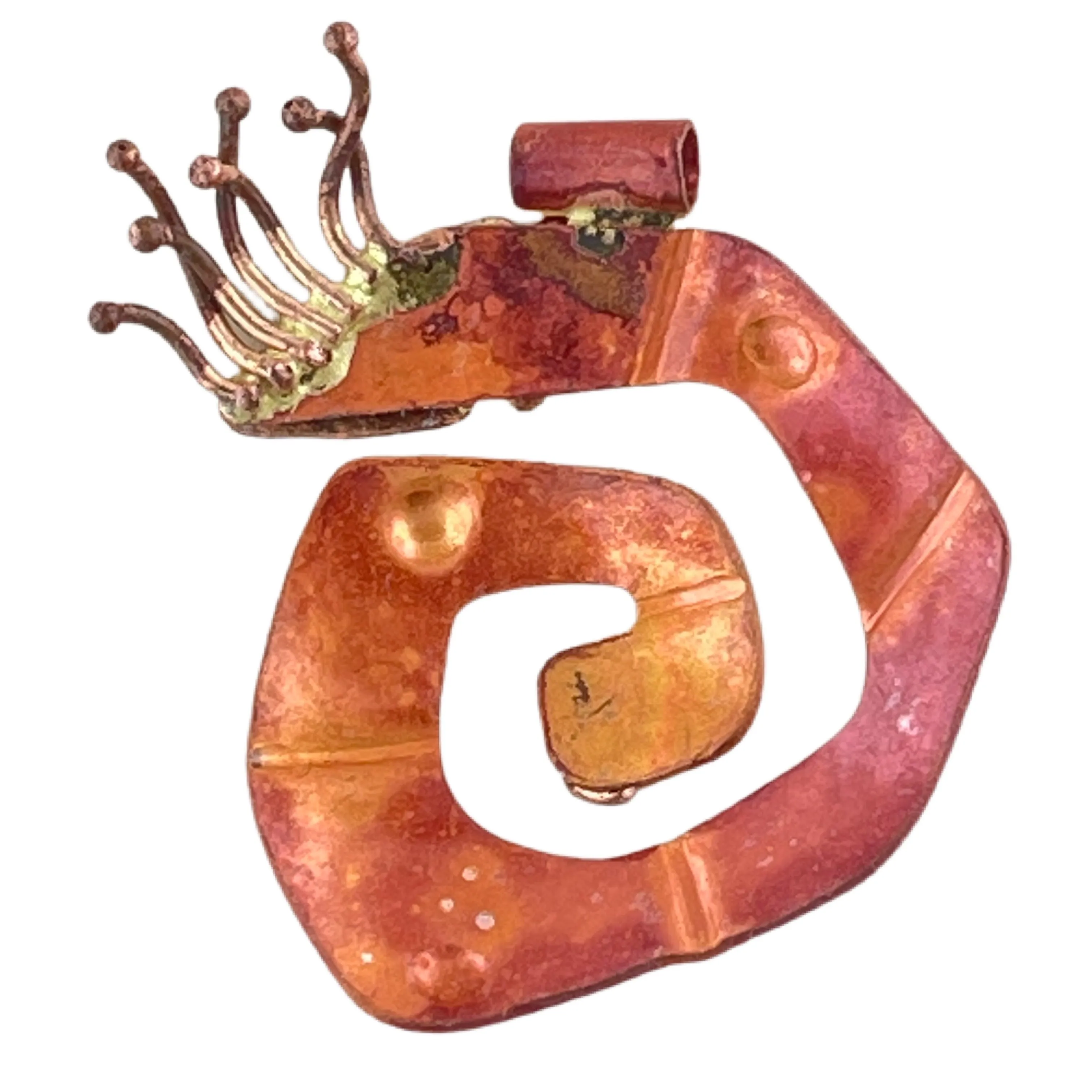 Small Copper and Brass Spiral Swirl  Pendant