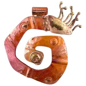 Small Copper and Brass Spiral Swirl  Pendant