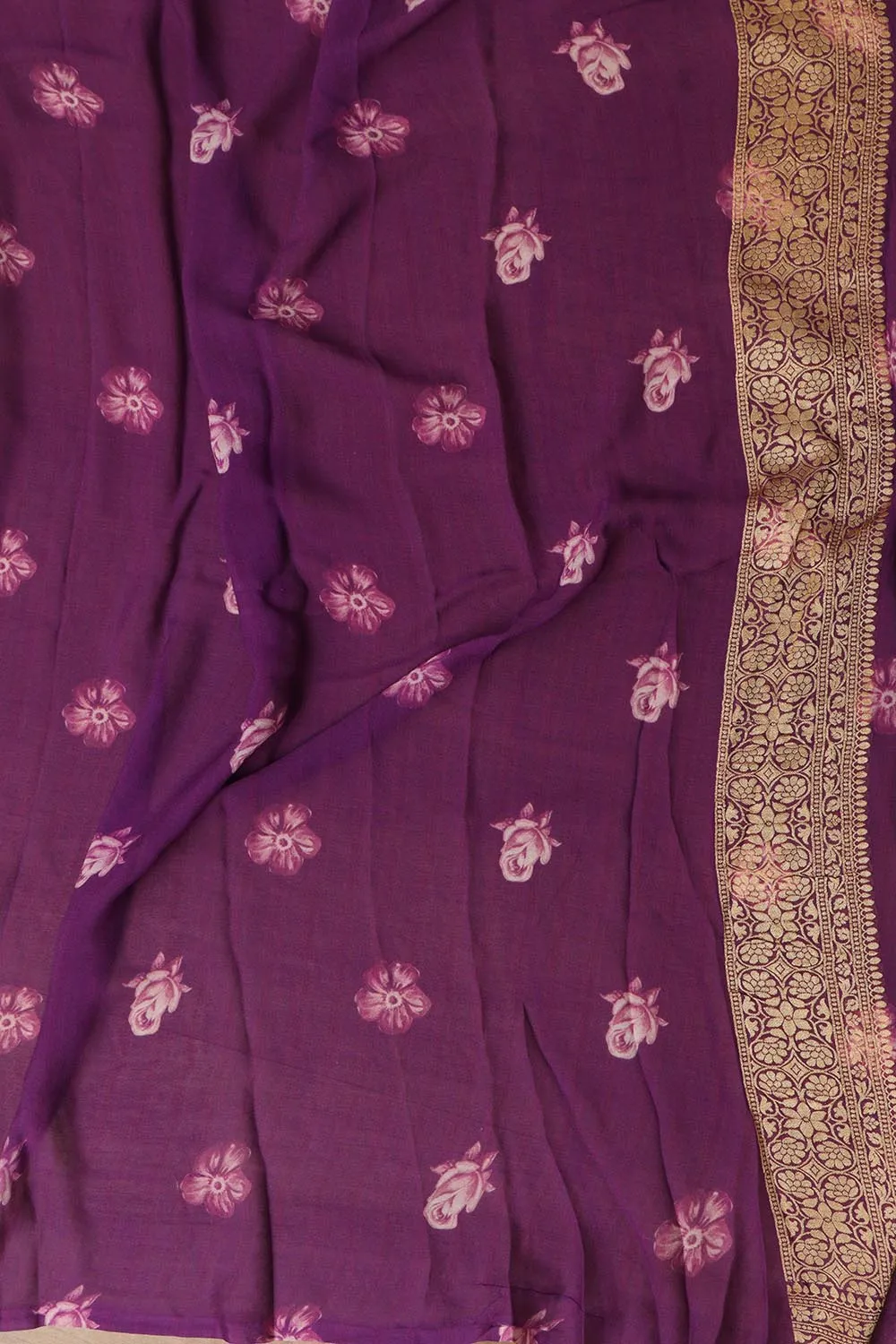 Stunning Purple Georgette Saree with Digital Print