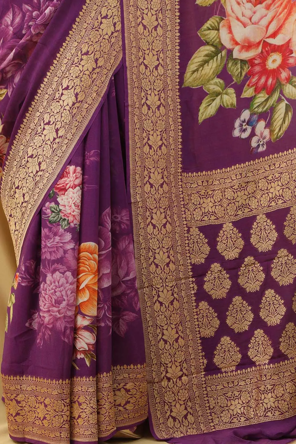 Stunning Purple Georgette Saree with Digital Print