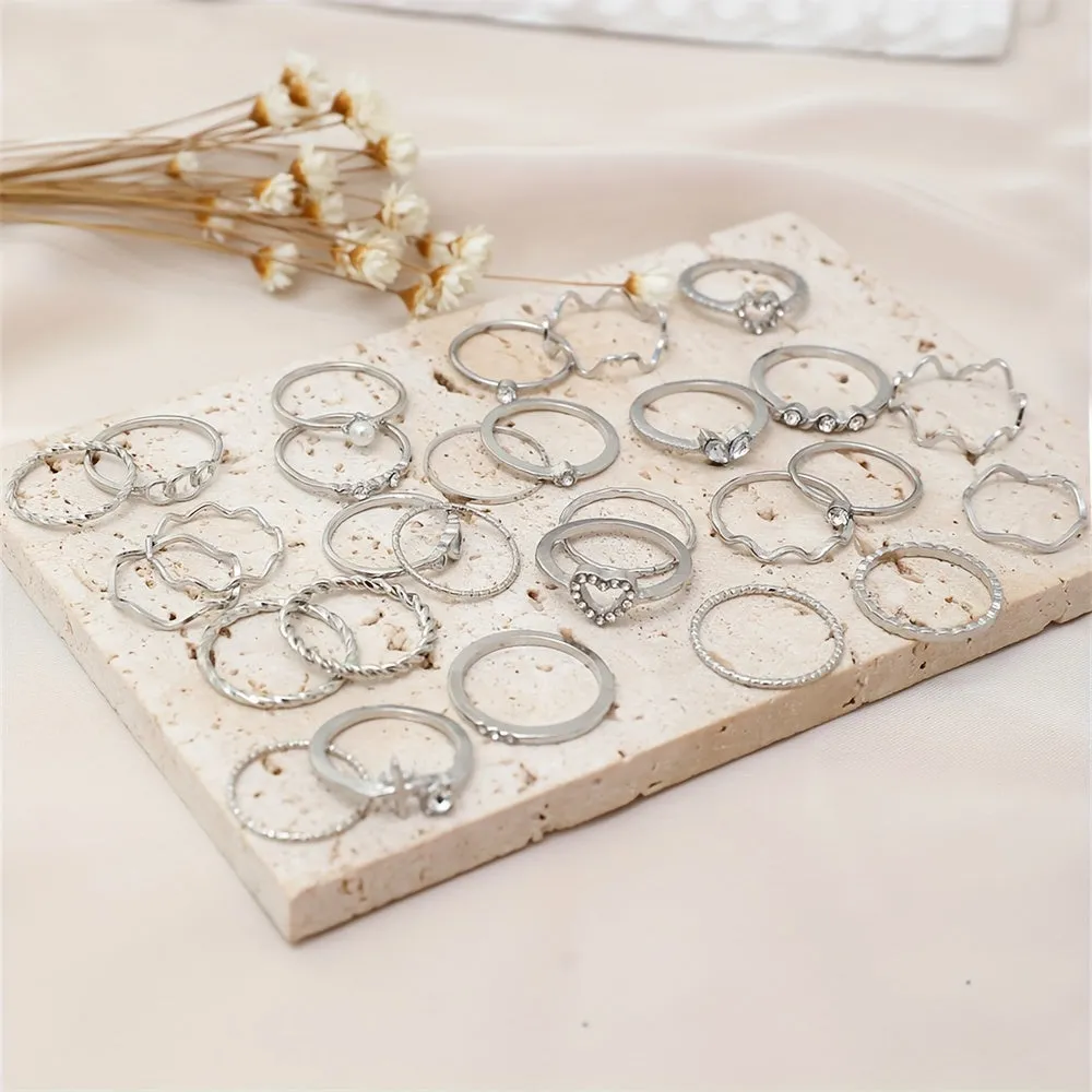 Stunning Y2K Stacking Rings Rhinestone Heart Mix  Match