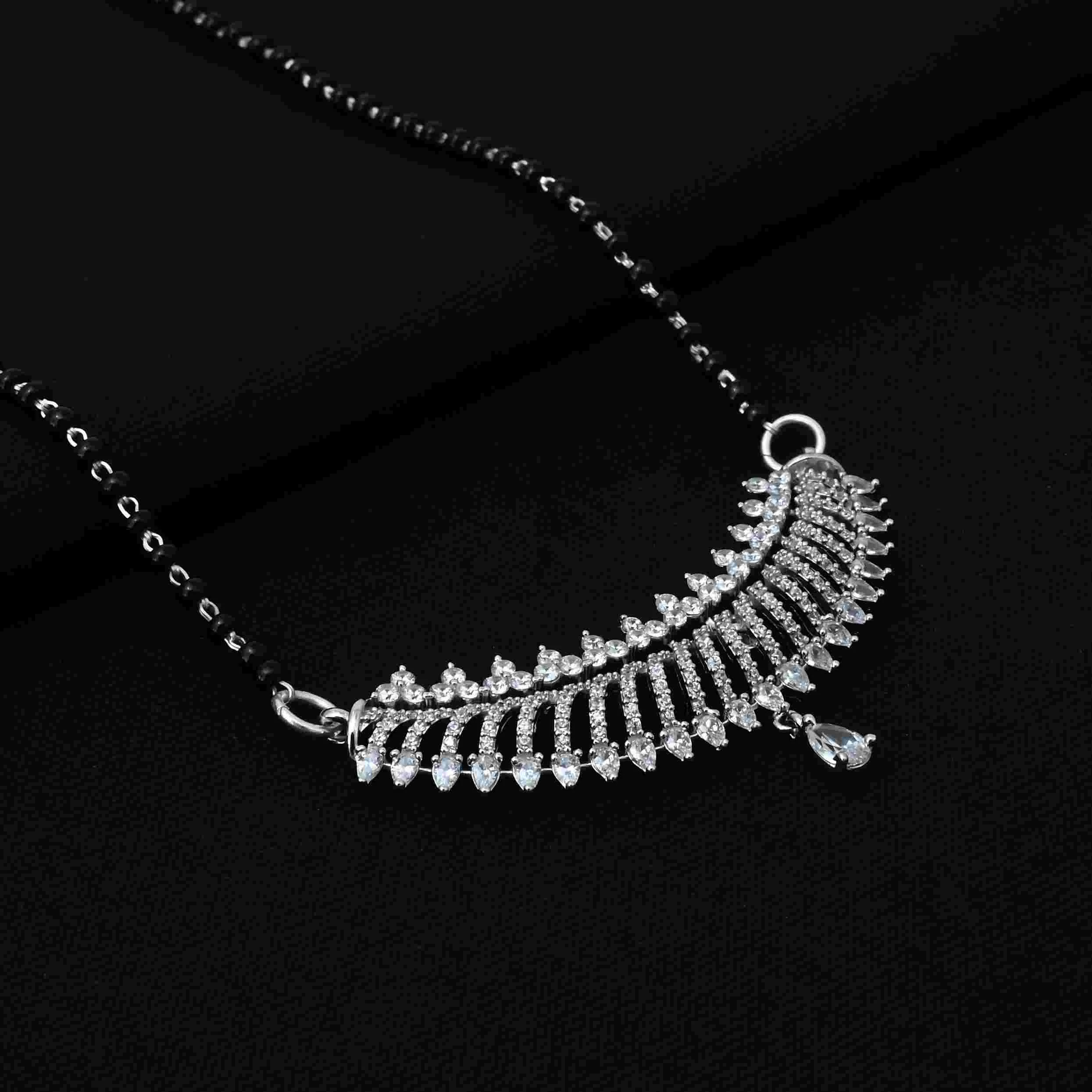 Stylish Curve Arrow Design Pure Silver Mangalsutra for Her