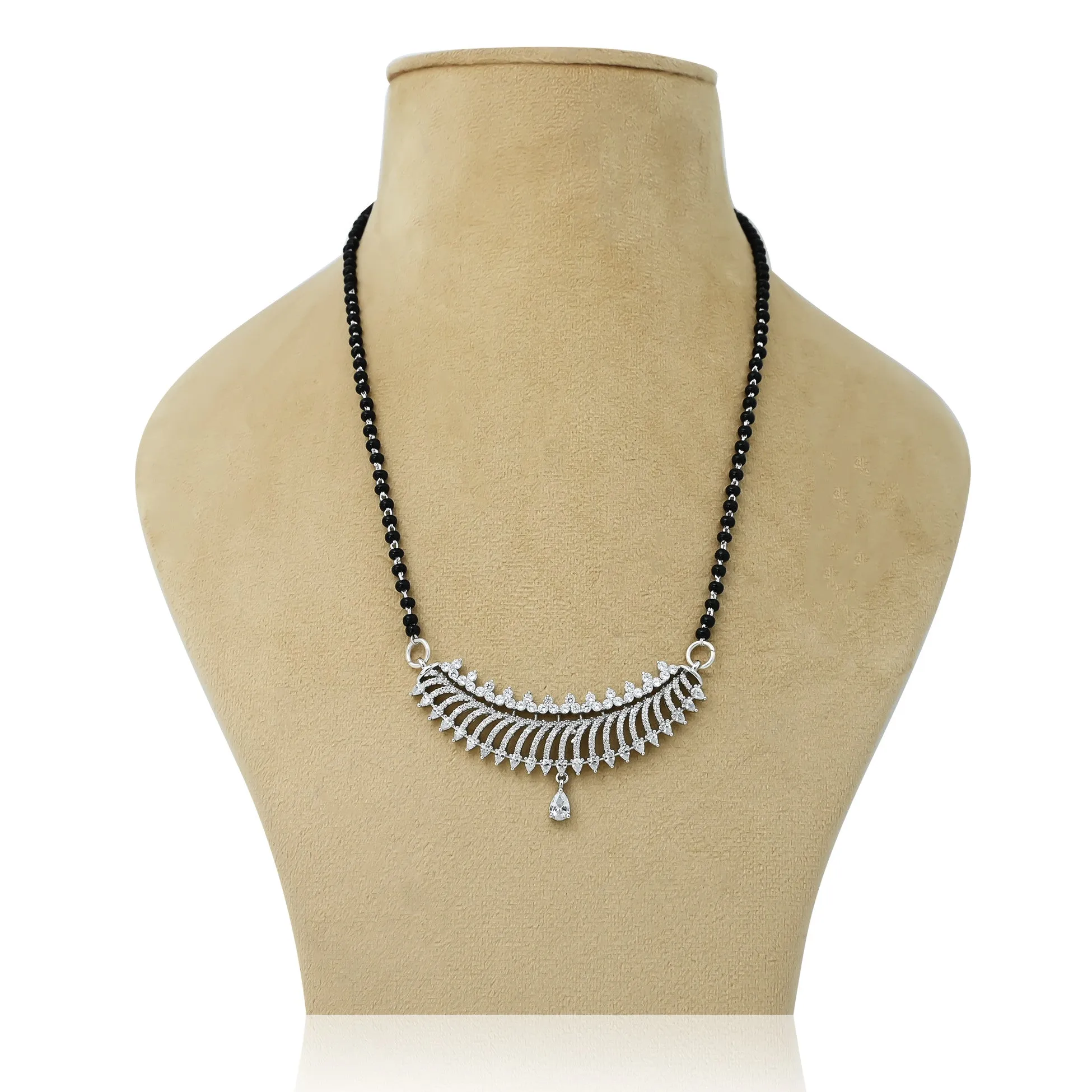 Stylish Curve Arrow Design Pure Silver Mangalsutra for Her