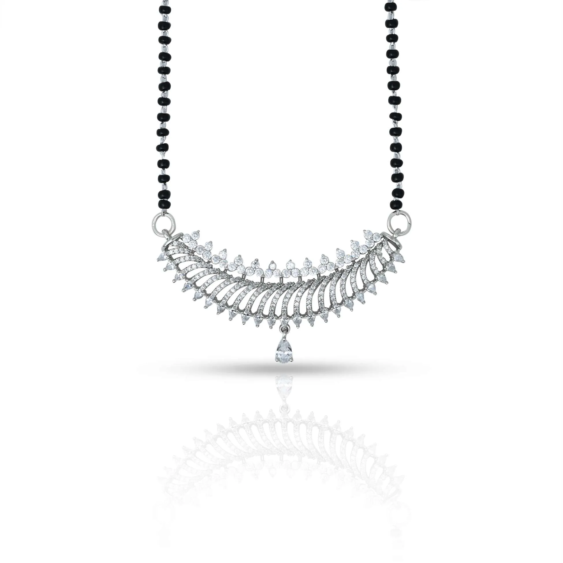 Stylish Curve Arrow Design Pure Silver Mangalsutra for Her