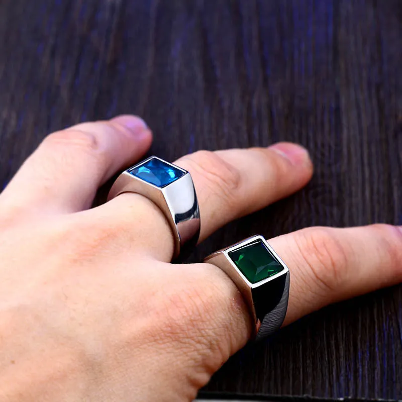 Trendy Customizable Titanium Steel Gemstone Ring for All - Korean Inspired Wholesale