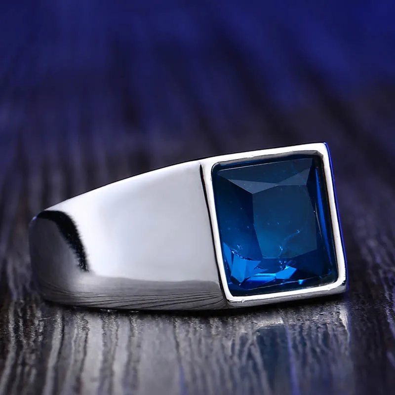 Trendy Customizable Titanium Steel Gemstone Ring for All - Korean Inspired Wholesale