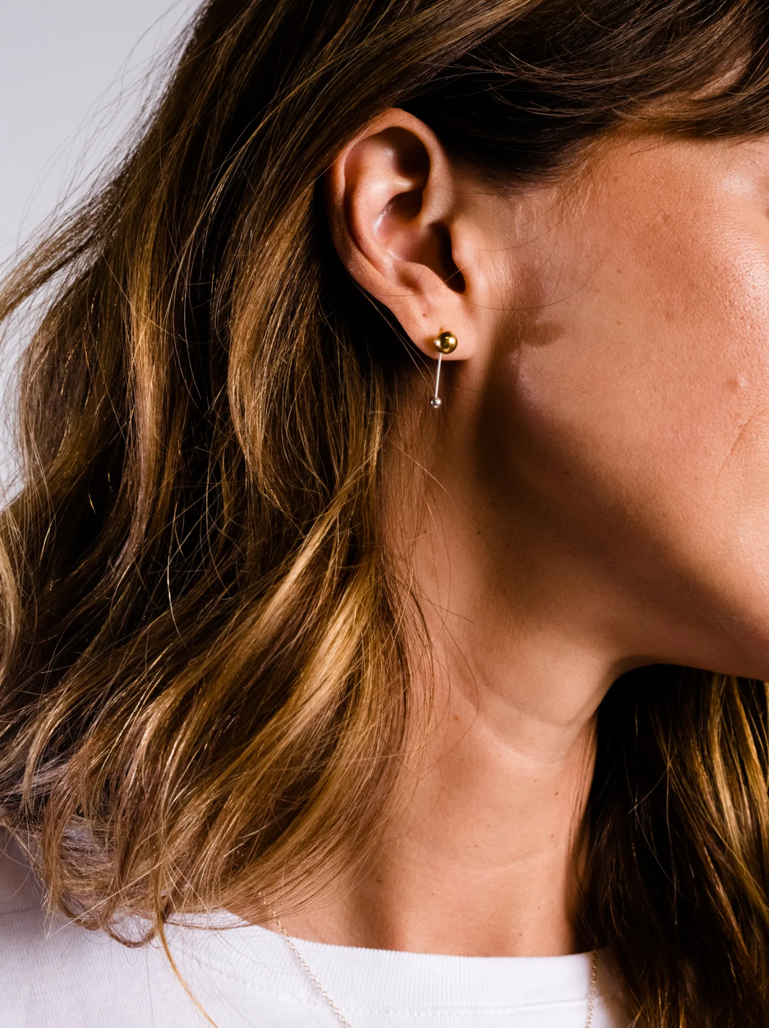 Two-Tone Sphere Drop Earrings