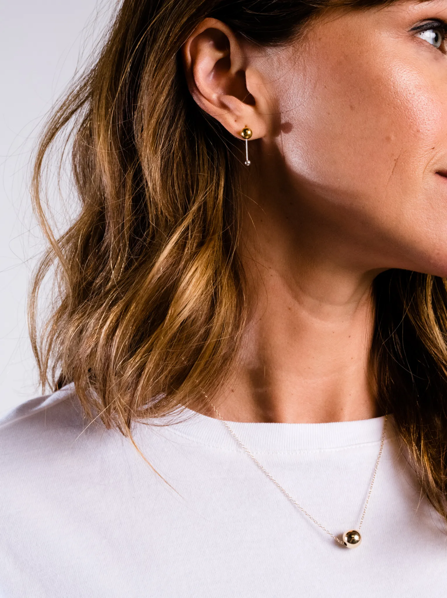 Two-Tone Sphere Drop Earrings