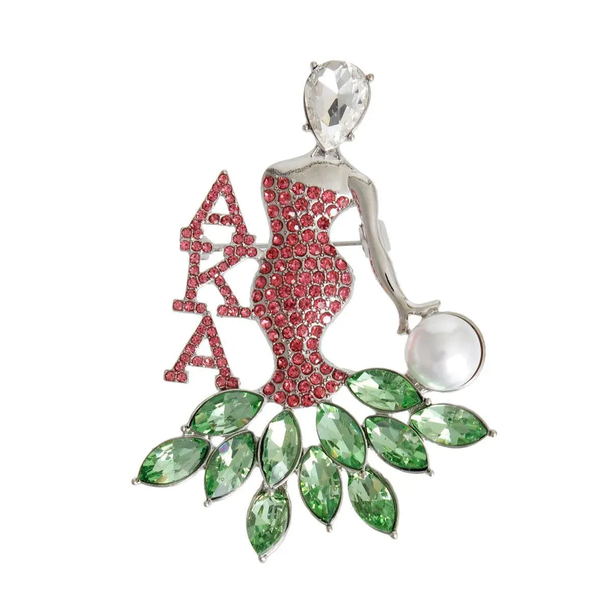 Upgrade Your Style with Our Pink and Green Gowned Brooch Pin