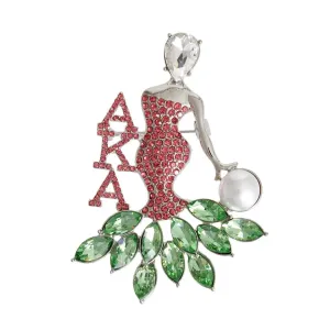 Upgrade Your Style with Our Pink and Green Gowned Brooch Pin