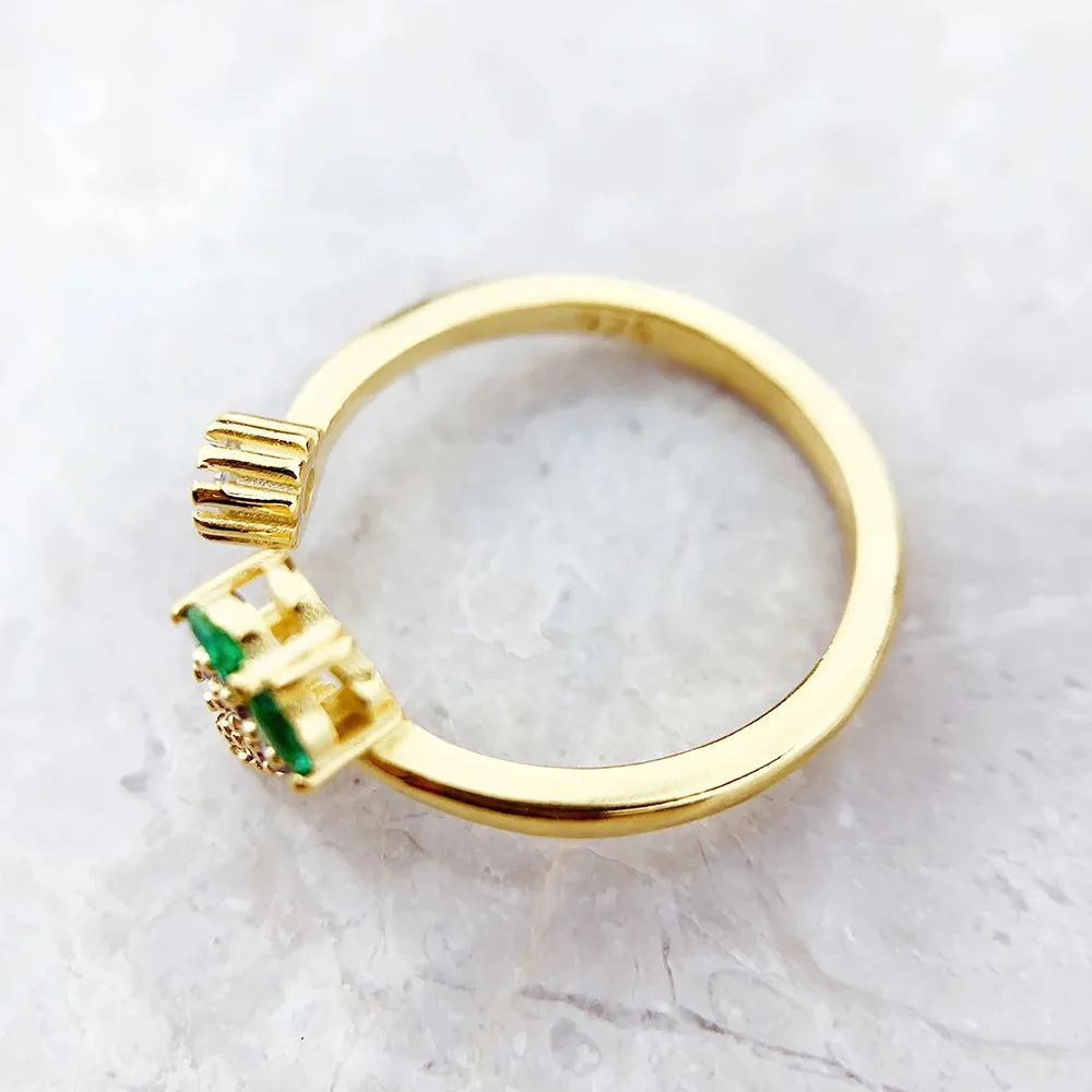 VAIGE Elegant Gold Grapefruit Ring with Zircon in 925 Sterling Silver