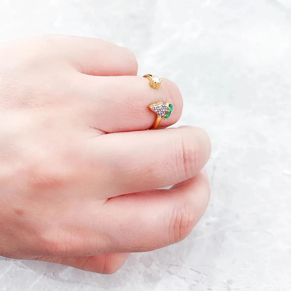 VAIGE Elegant Gold Grapefruit Ring with Zircon in 925 Sterling Silver