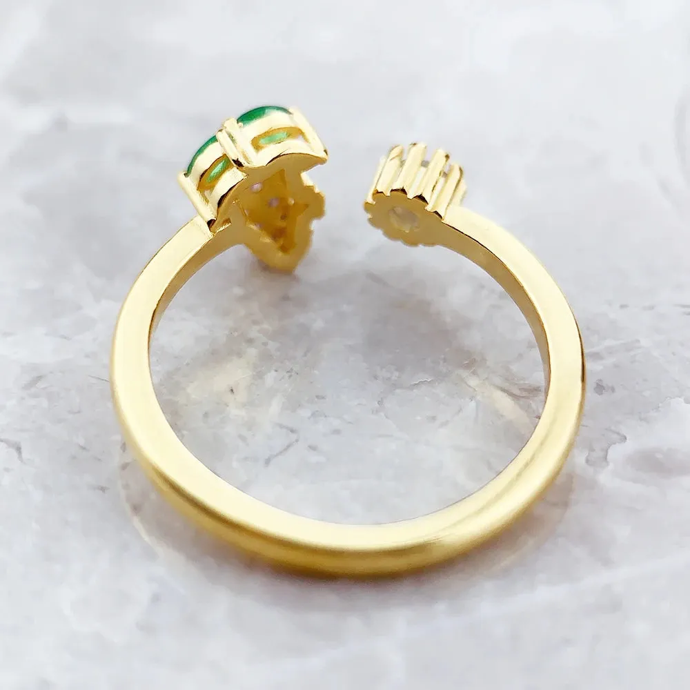 VAIGE Elegant Gold Grapefruit Ring with Zircon in 925 Sterling Silver