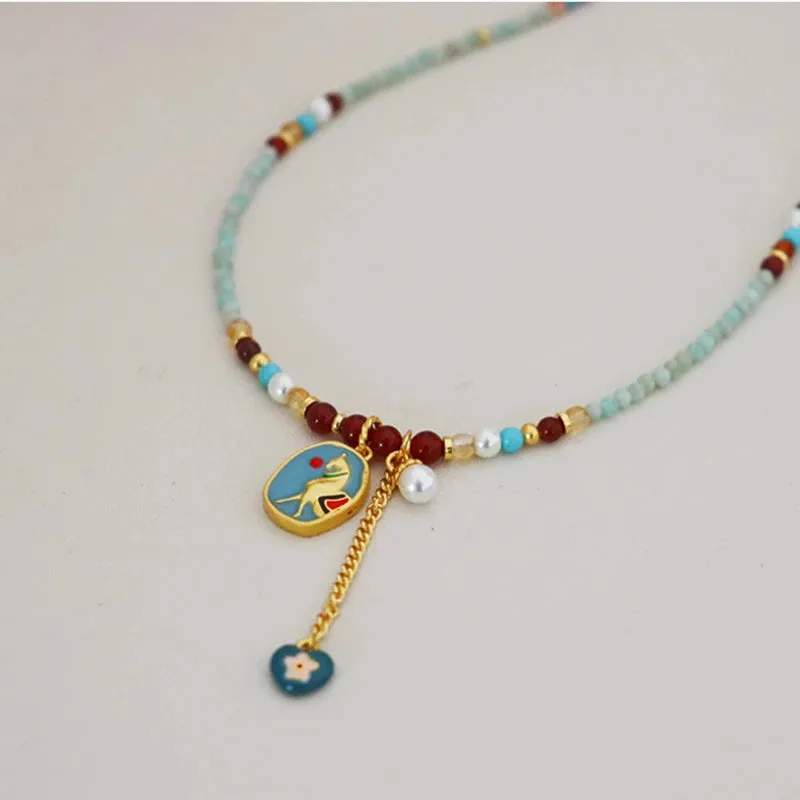 VAIGE Retro Geometric Multi Bead Necklace Set