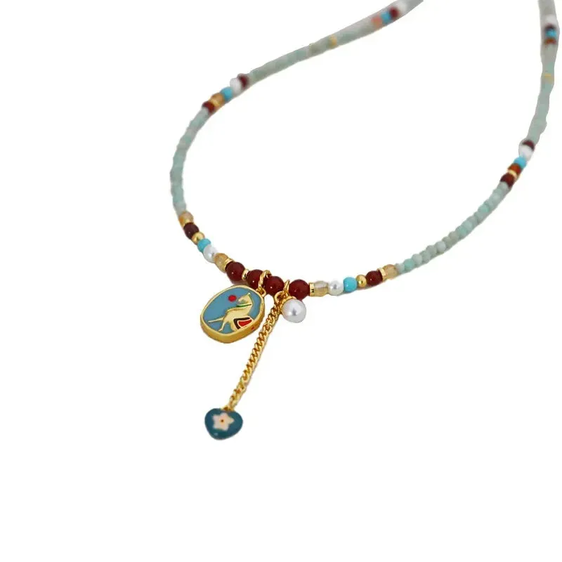 VAIGE Retro Geometric Multi Bead Necklace Set