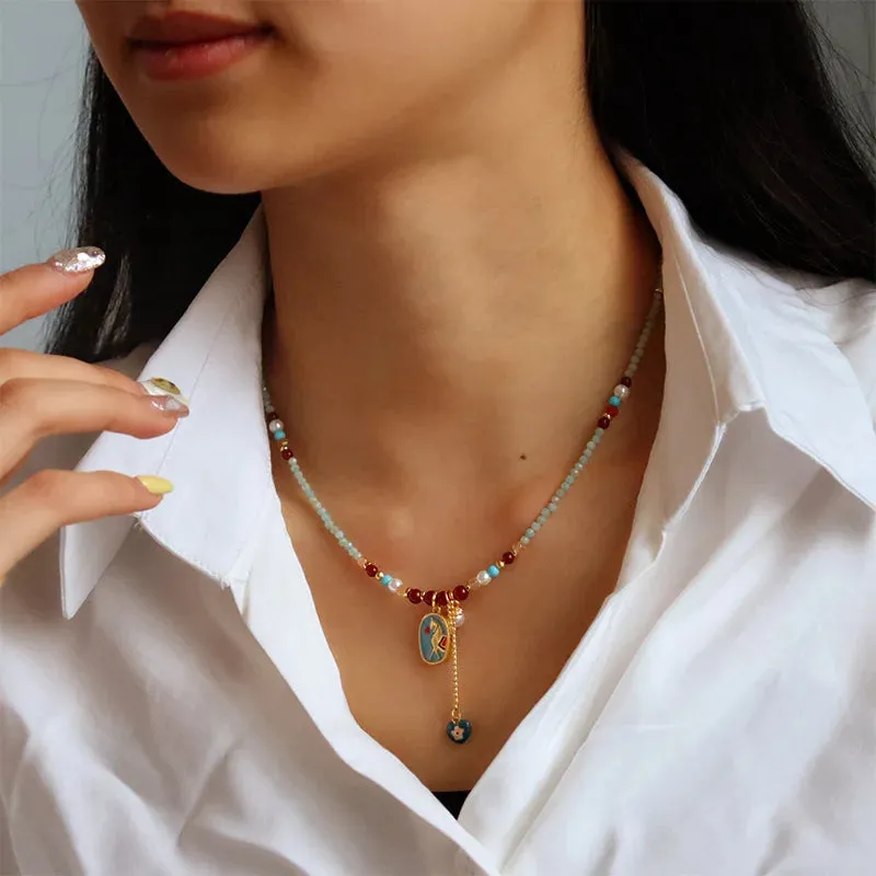 VAIGE Retro Geometric Multi Bead Necklace Set