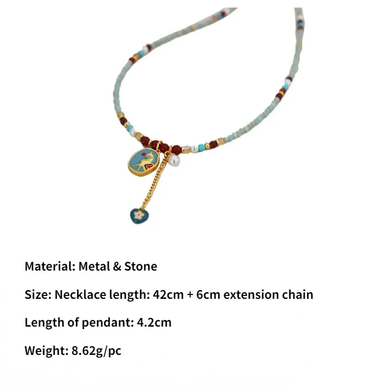 VAIGE Retro Geometric Multi Bead Necklace Set