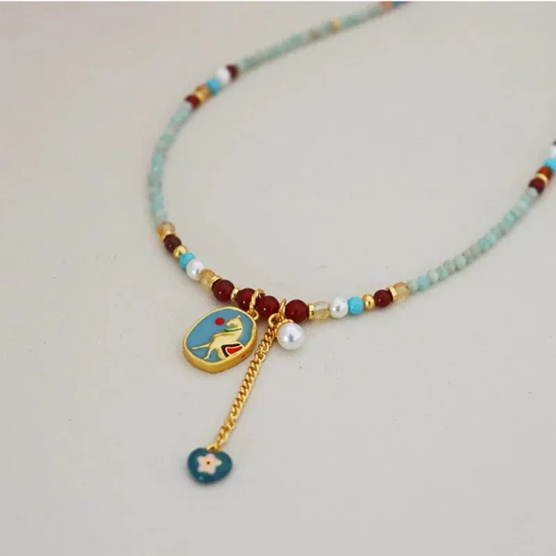 VAIGE Retro Geometric Multi Bead Necklace Set